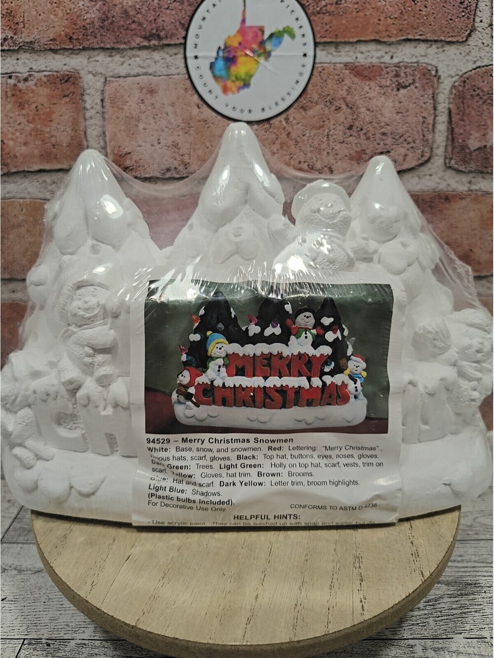 Creative Craft Centennial CO 94529 Merry Christmas Snowmen Ceramic Bisque NEW